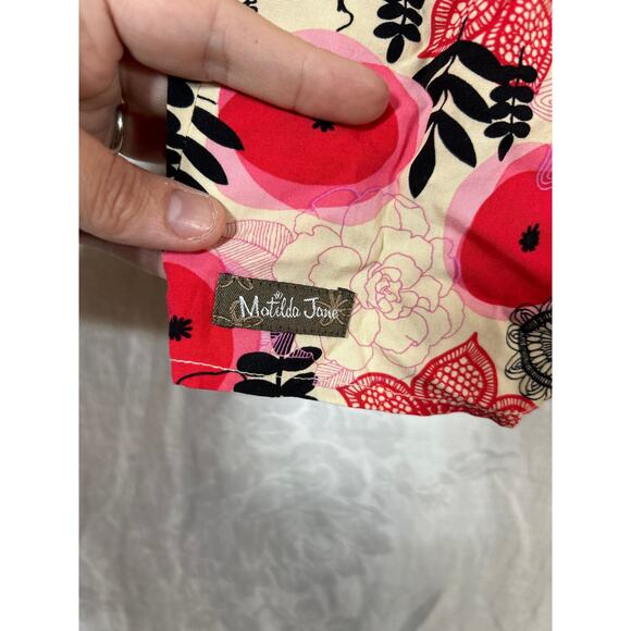 Matilda Jane Tunic Small Pink Black Tan Floral Long Sleeve Ruffle - Picture 8 of 10